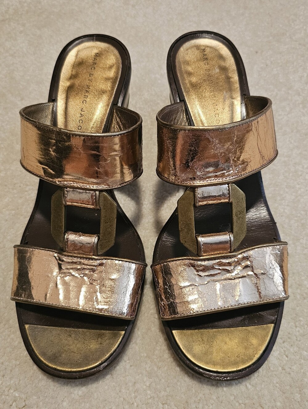 Marc by Marc Jacobs Metallic Bronze/Gold Leather Sandals – Made in Italy – 37.5